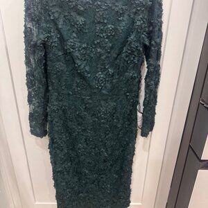 X By Xscape Green Lace Floral Long Sleeve Midi Dress Size 10